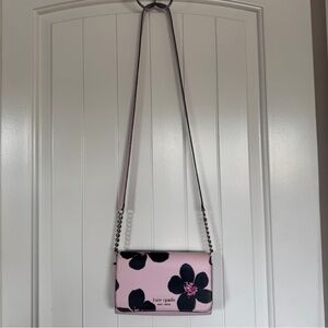 Kate Spade Cameron Grand Flora Pink Floral Crossbody Bag Leather Chain Purse